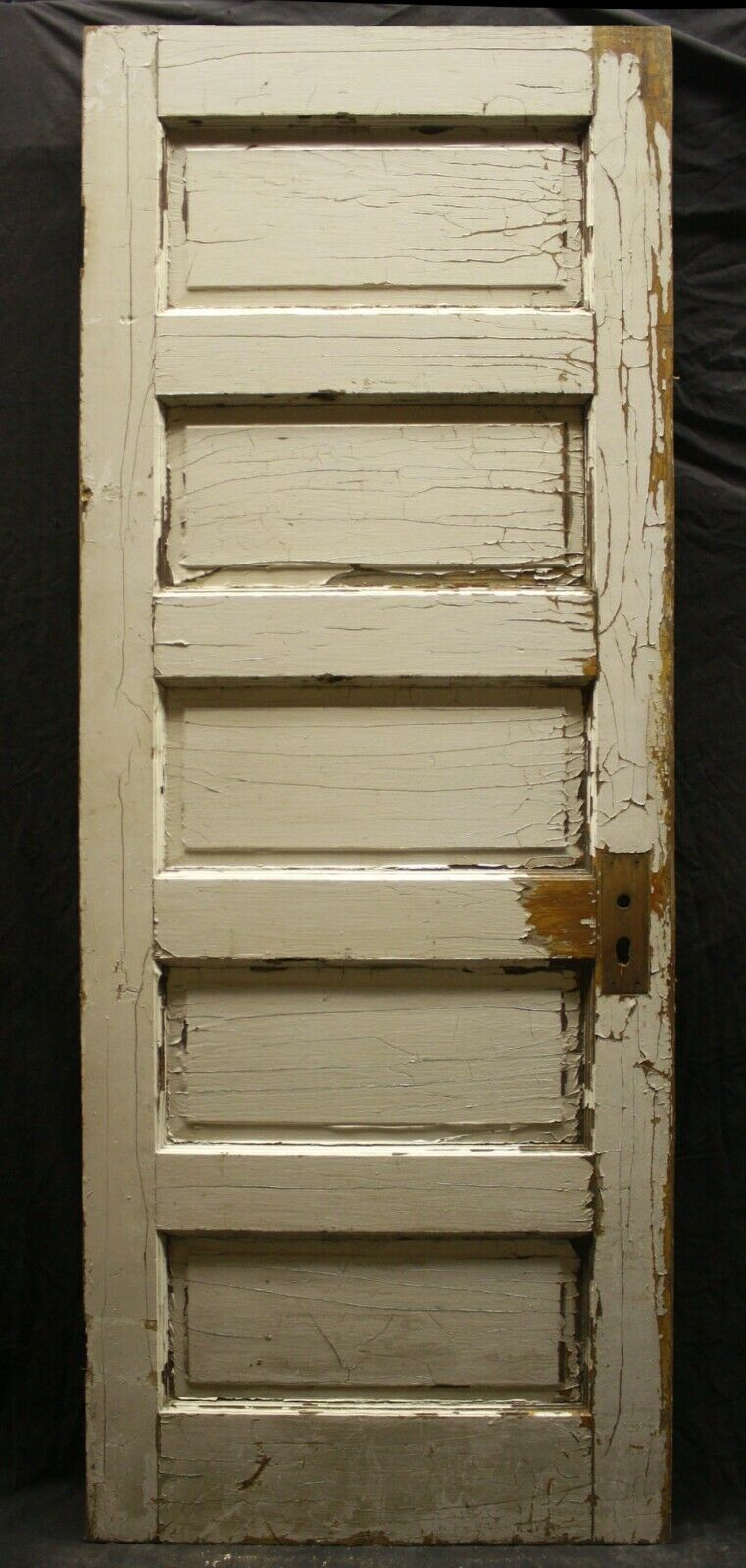 29"x77" Antique Vintage Old Salvaged Interior Solid Wood Wooden Door 5 Panels