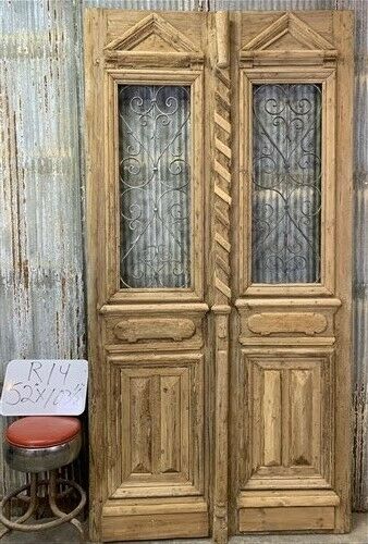 Antique French Double Doors, Iron Wood Doors, Tall Pair, European Doors, R14